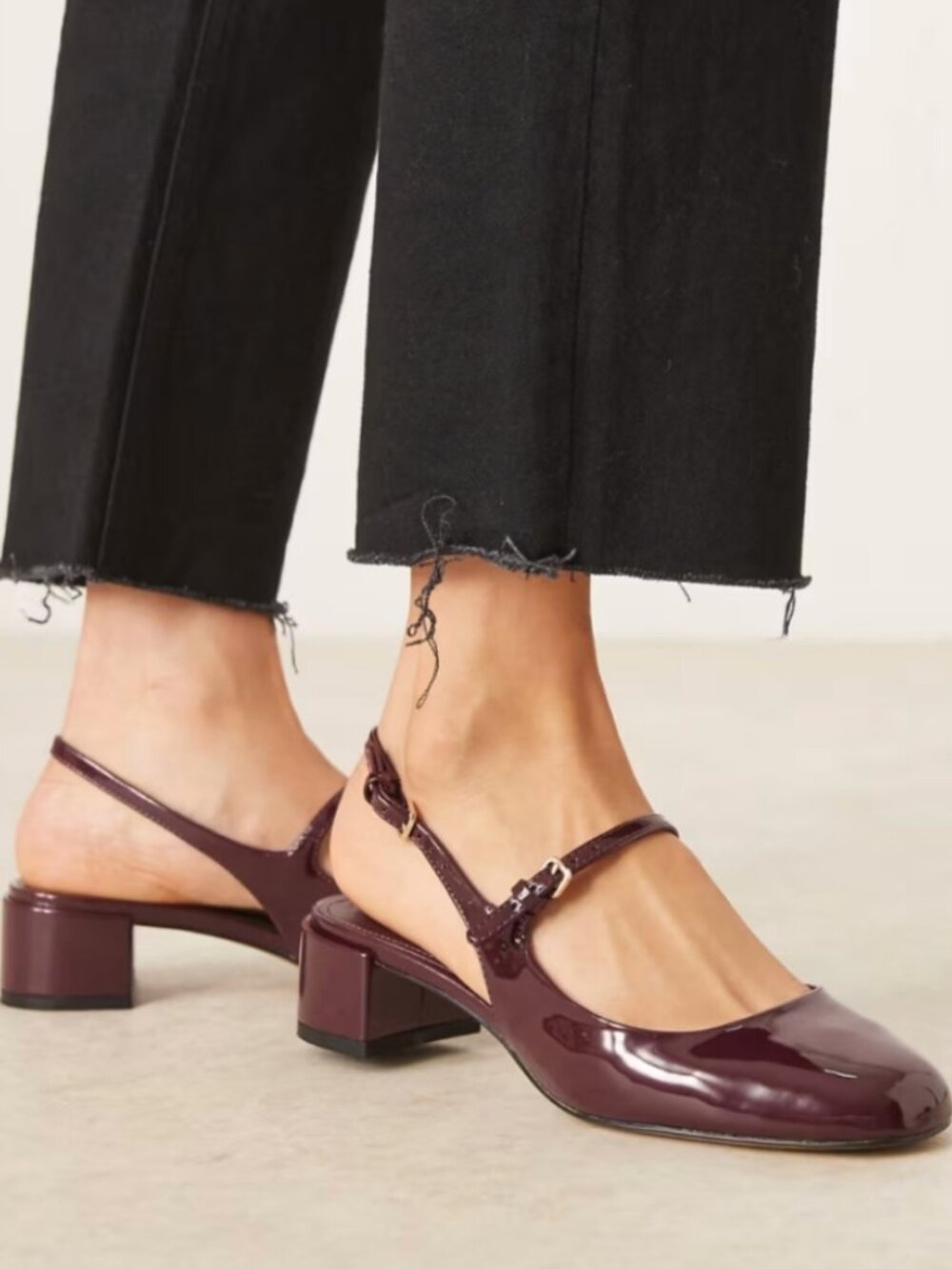 Mango Slingback Heeled Mary Jane In Cherry Red Size 39